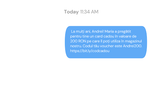 Exemplu de cupon virtual trimis prin SMS